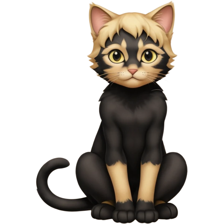 Chat noir peinture mignon assise peinture emoji