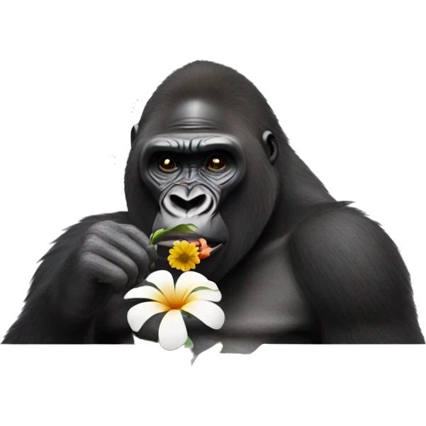 Gorilla eating a flower emoji
