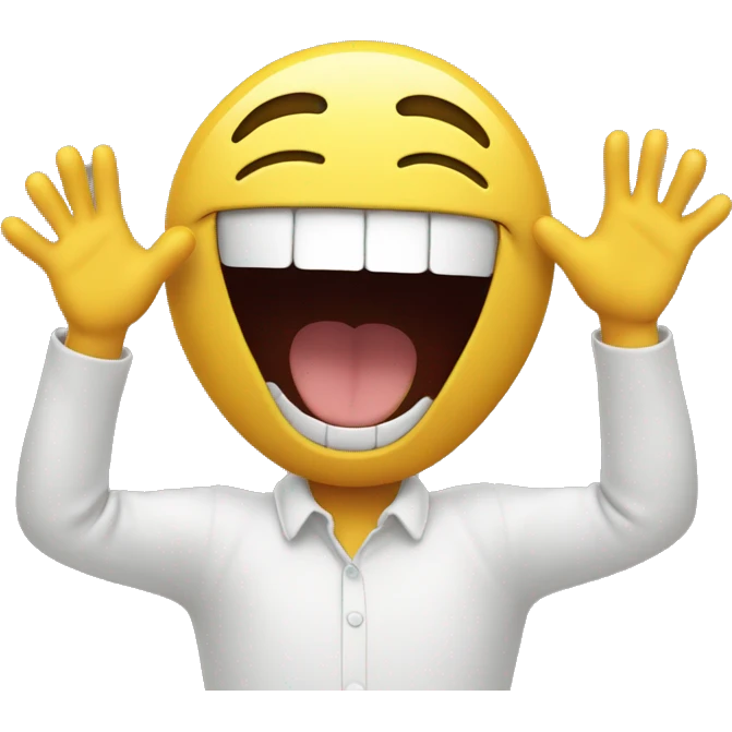 smiley laughing crazy with both hands up emoji