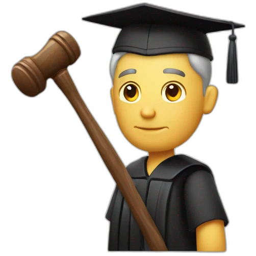 male judge holding a small woodden hammer emoji