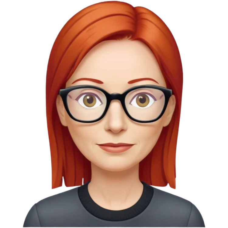 middle age Red head long straight hair pale skin wearing glasses emoji