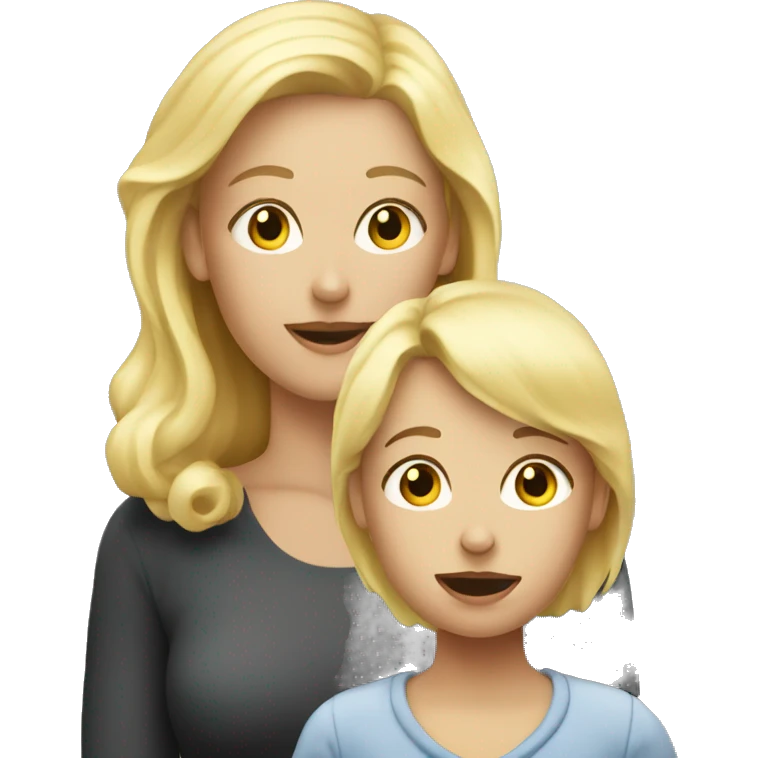 blonde women talking with blonde child  emoji