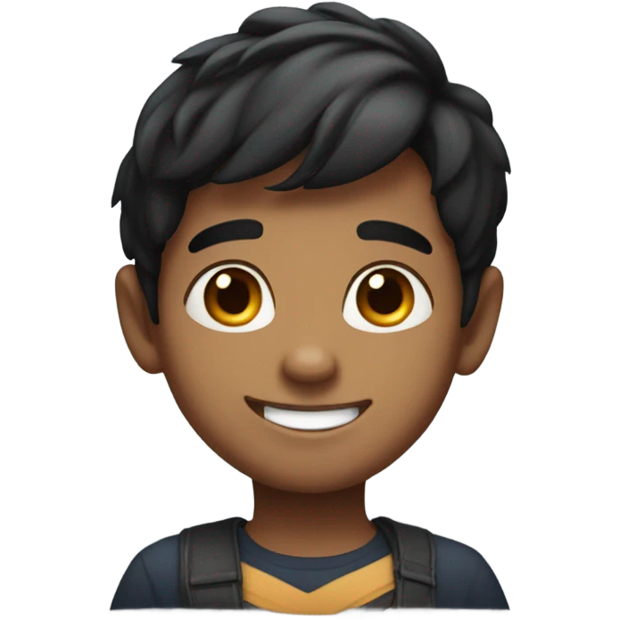 Cute Indian boy dark hair smiling emoji