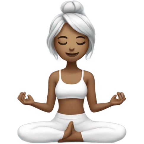 Olive skinned lady with silver hair doing yoga emoji