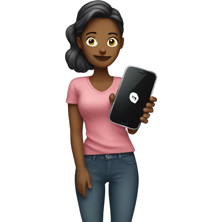 woman showing big phone emoji