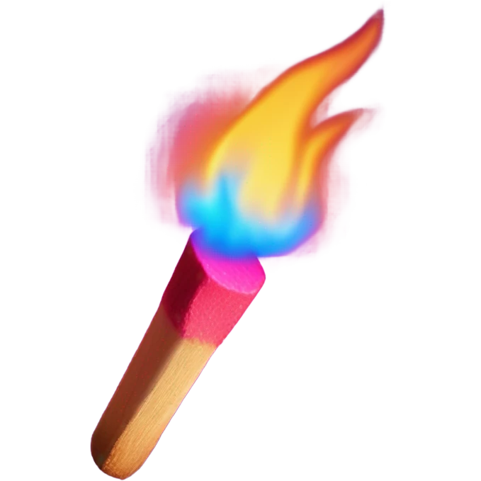Pink and blue neon a burning match emoji