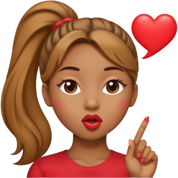 light brown skin girl with a ponytail blowing a red kiss emoji