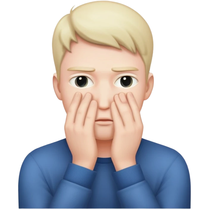 male low confidence + hiding face emoji