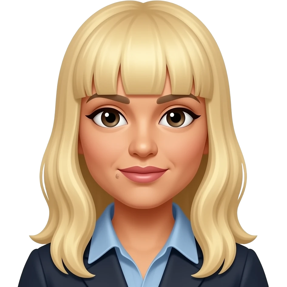 Vice Ganda an artist with long blonde hair with bangs, and one mole on the upper left of her lips emoji