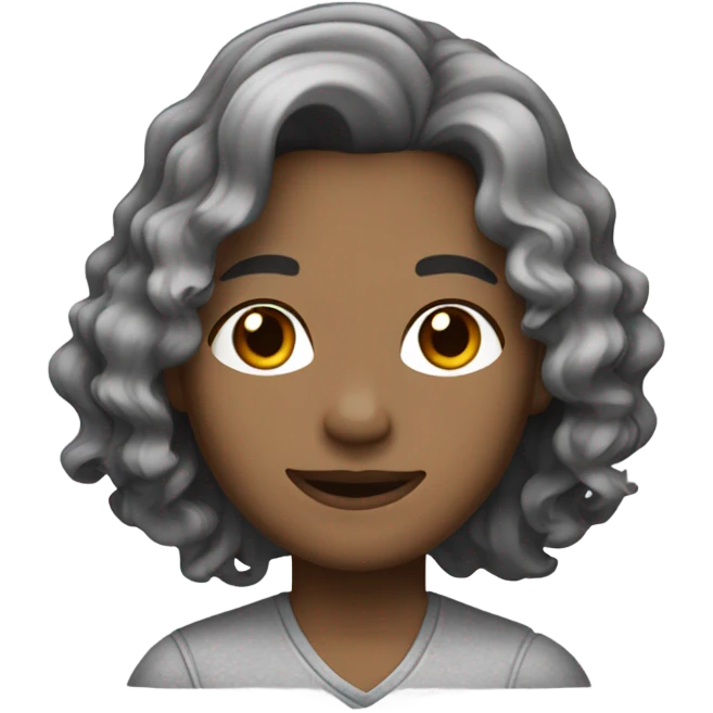 shoulder length wavy brown and grey  hair emoji