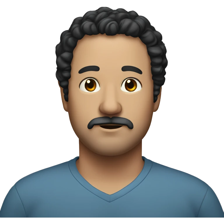 A slightly overweight middle-aged man with a minimal black beard and black curly hair. emoji