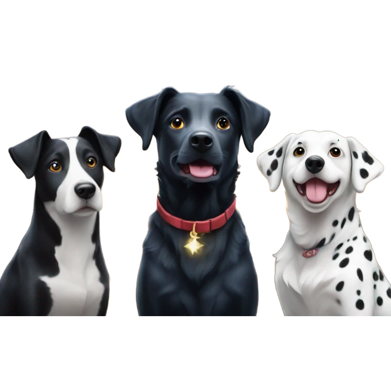 Dalmatian, Kelpie & border collie watching fireworks  emoji