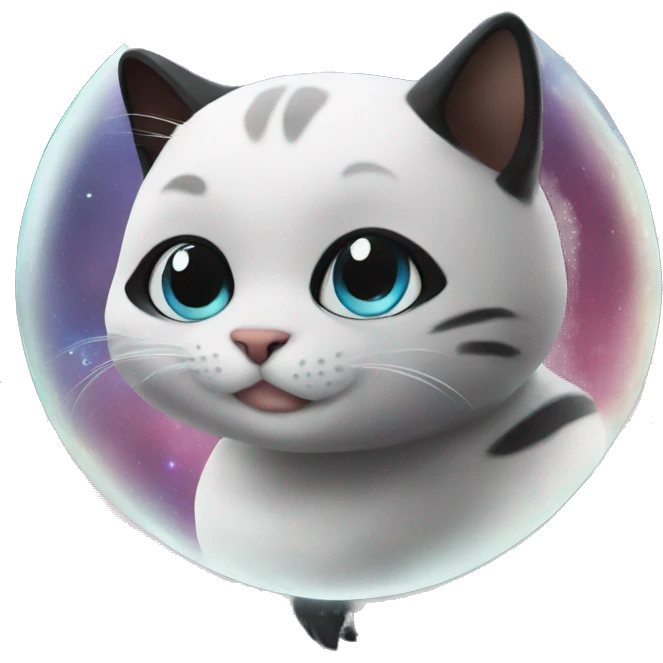 Cat in the space playing with panda emoji