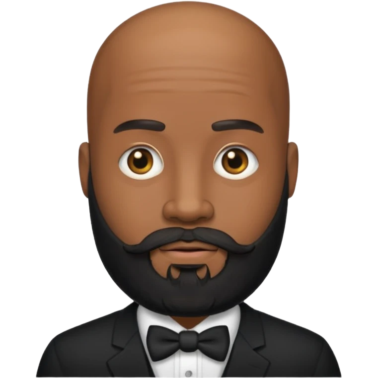 A black gigolo with a full beard and bald head emoji