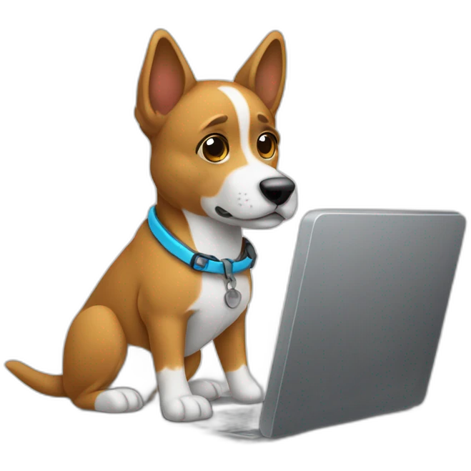 Perro vendiendo con laptop emoji