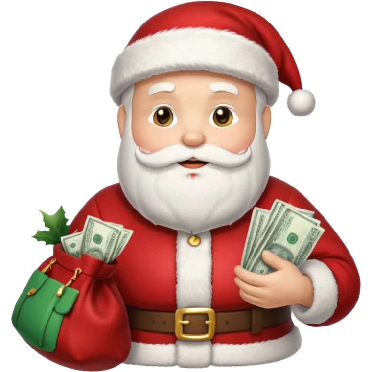 Um emoji de um  papai noel segurando um saco de dinheiro emoji