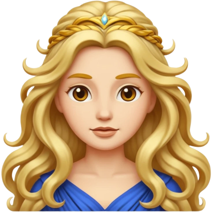 goddess emoji, powerful, regal, flowing hair, minimal background emoji