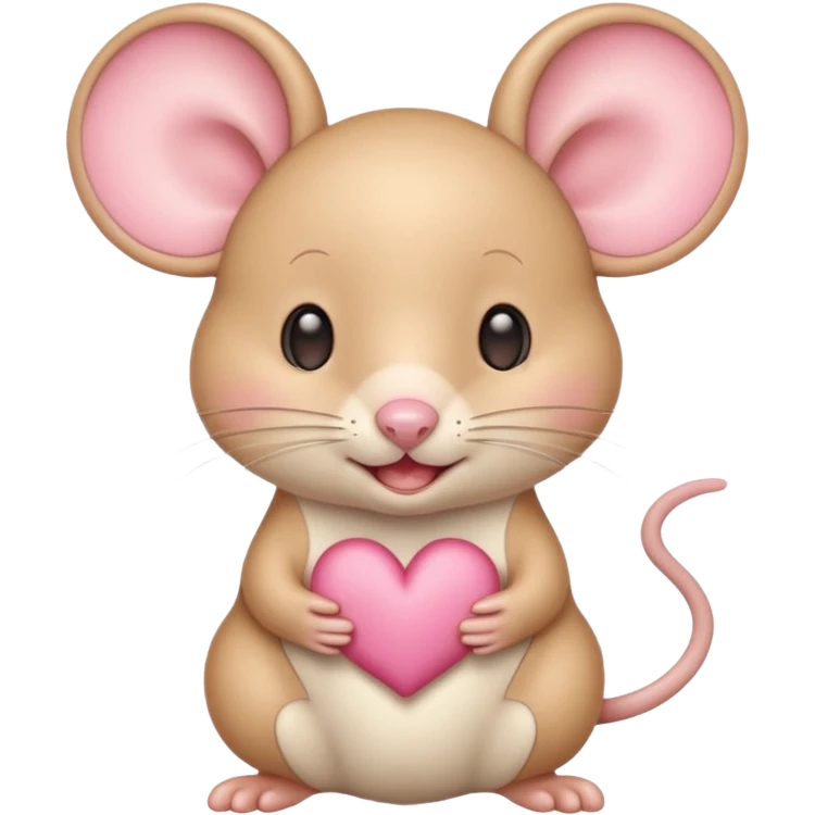 baby cream cartoon mouse with large, round, pink-lined ears. The mouse has heart eyes, a small open mouth, conveying a feeling of love, adoration, or strong affection. emoji