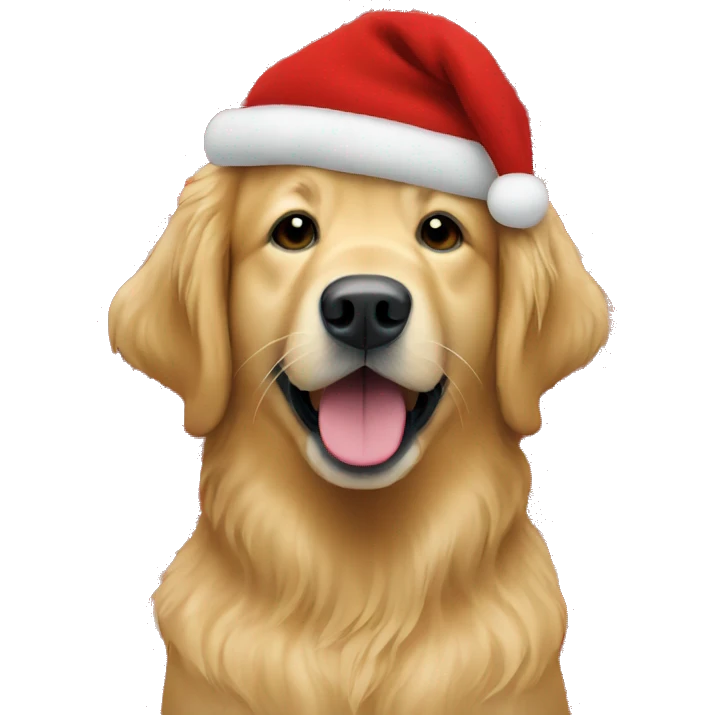 Golden retriever wearing a knitted red Christmas sweater emoji