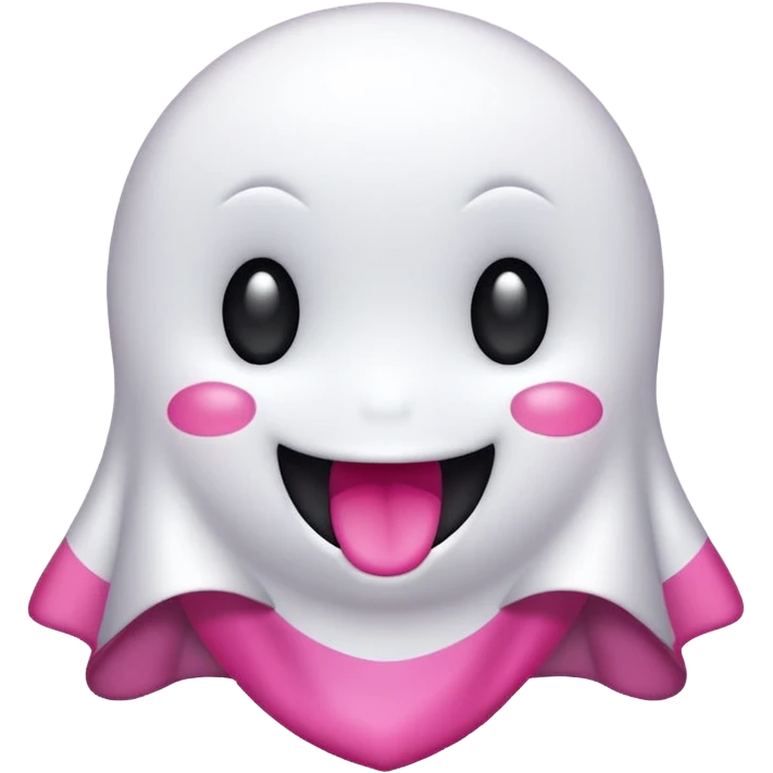 fantasma cute con lazo rosa emoji