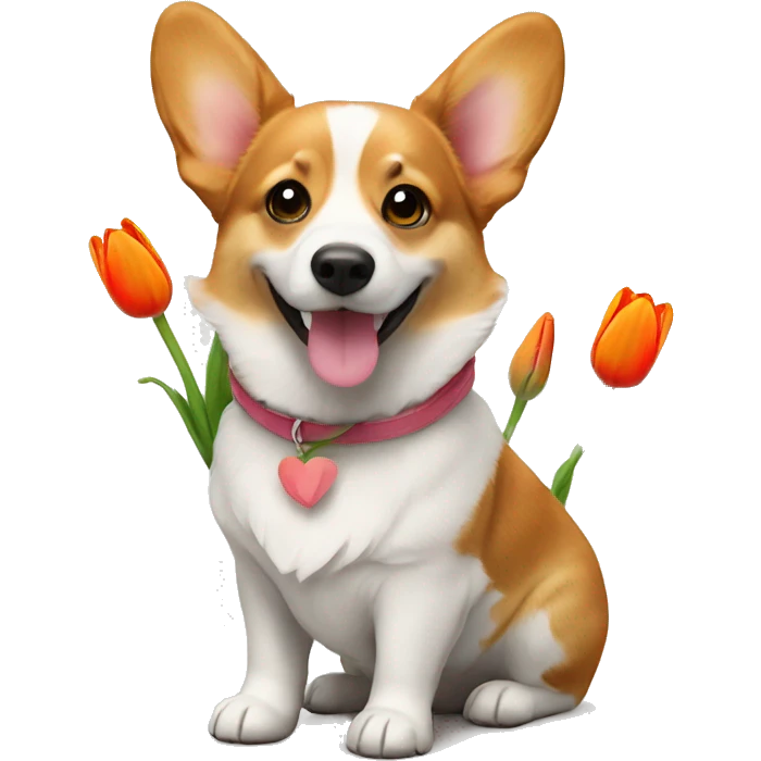 corgi with tulip emoji