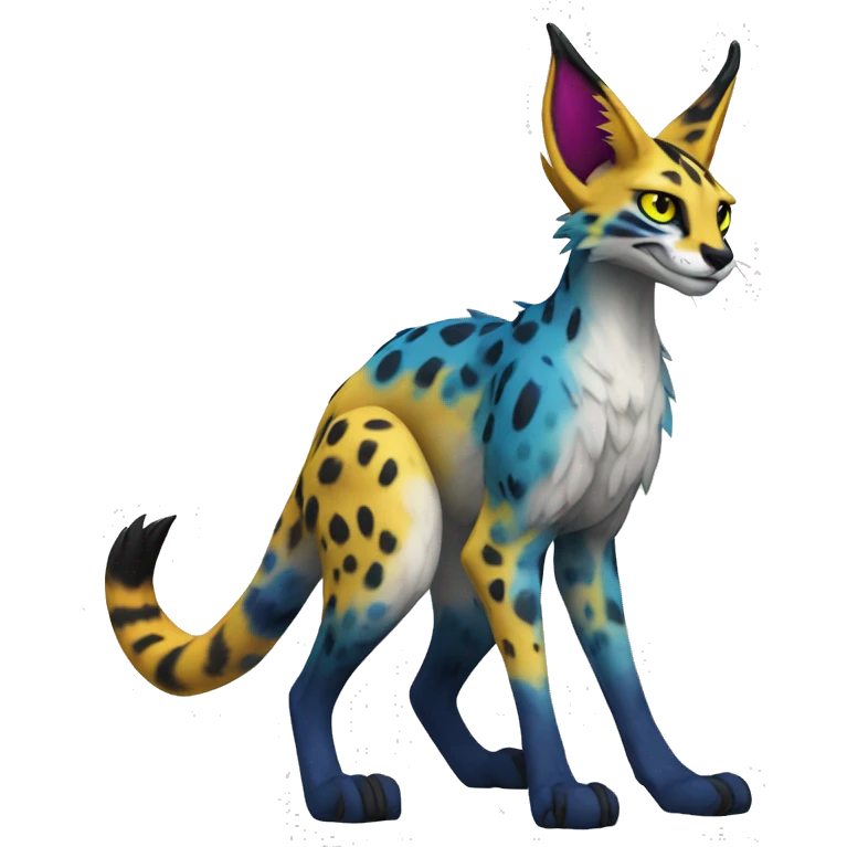 Epic Edgy Colorful Sergal-Serval-Vernid full body emoji
