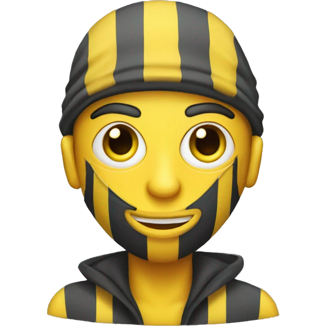 bank robber in stripes, yellow skin, eye mask emoji
