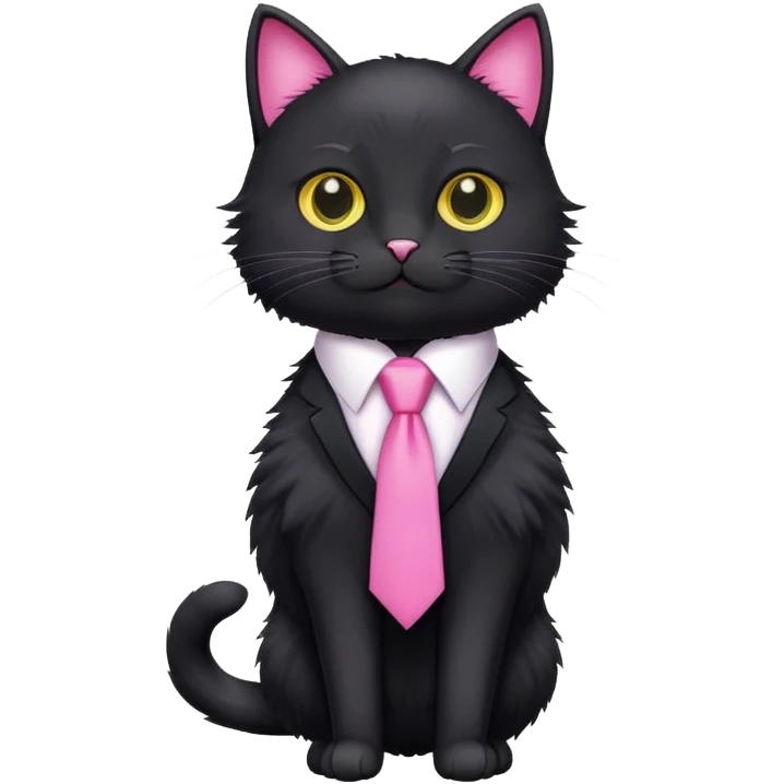 Ublack cat with pink tie emoji