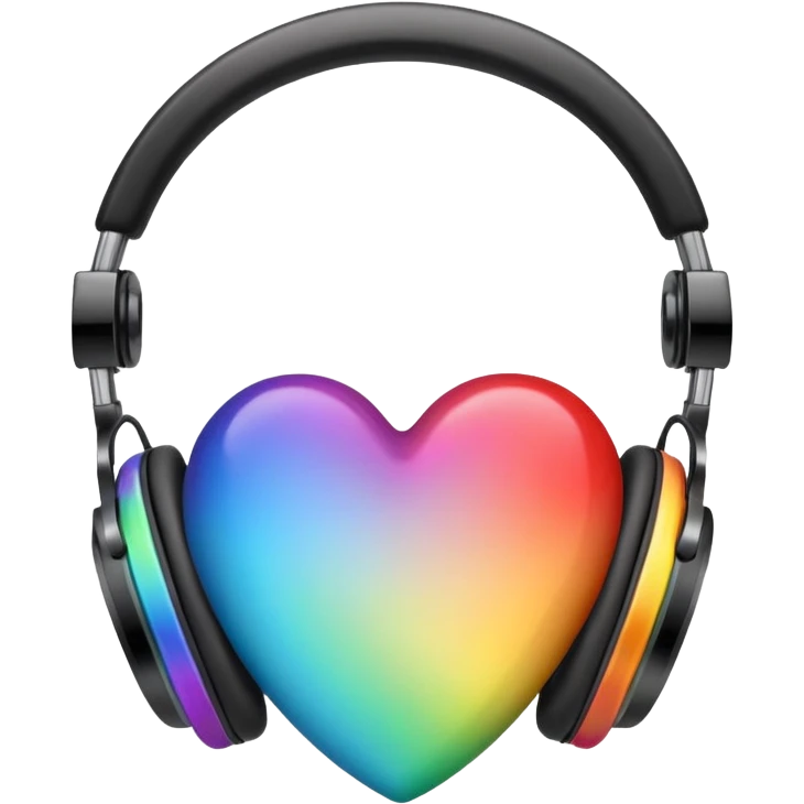 heart with rainbow gradient and headphones emoji