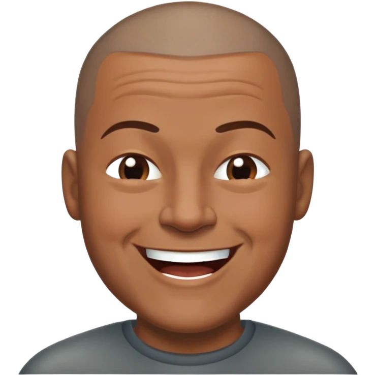 Nam, 50 tuổi, đầu đinh, nhắm 1 mắt, cười tươi, da đen emoji