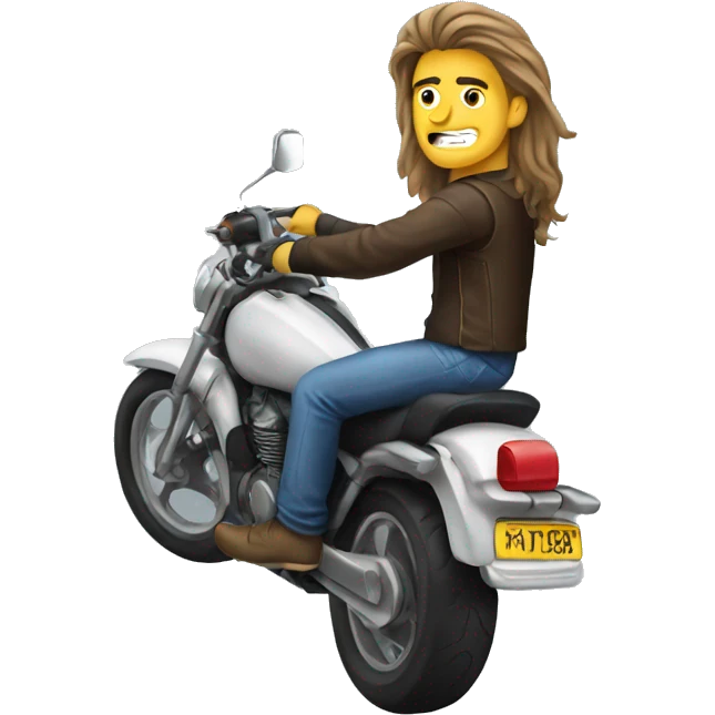 Long haired male on motorbike emoji