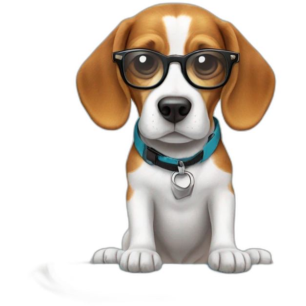 Beagle avec des lunettes de soleil sur une planche de surf  emoji