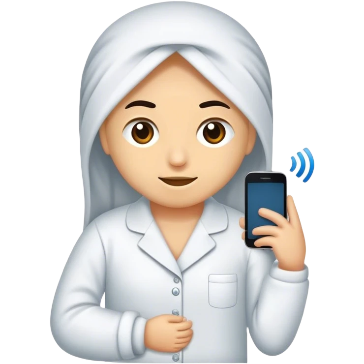 kenepede pijamasıyla telefon oynayan beyaz tenli kız emoji