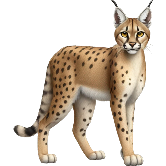 Striped and spotted Lynx-Caracal-Cheetah-hybrid full body emoji