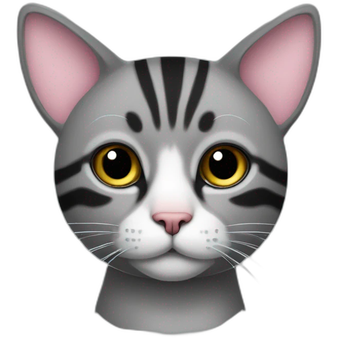 a gray beehive cat whose nose is pink and black but has no pattern all over its body emoji
