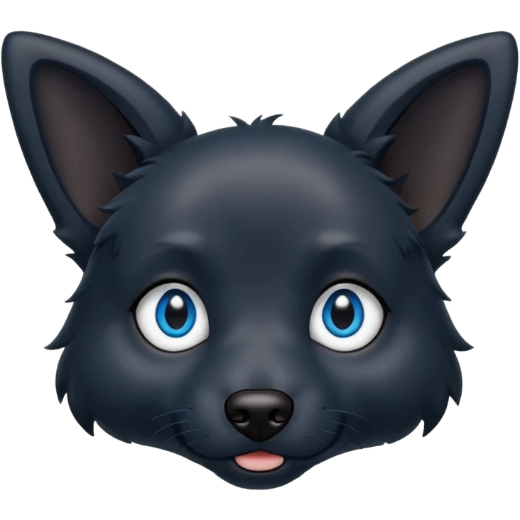 Black dog with blue eyes and pointy ears emoji