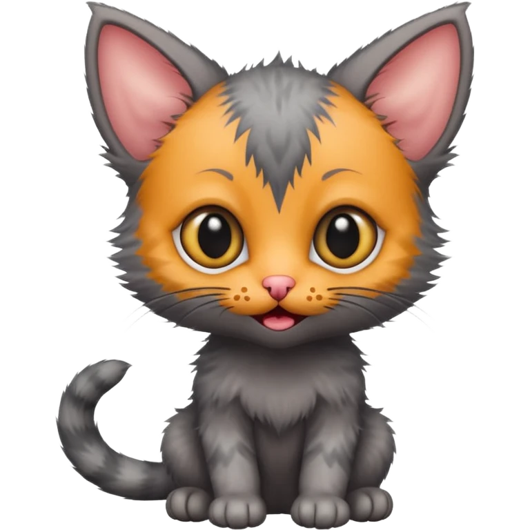Scrunkly Lykoi cat baby kitten silly cute funny  emoji