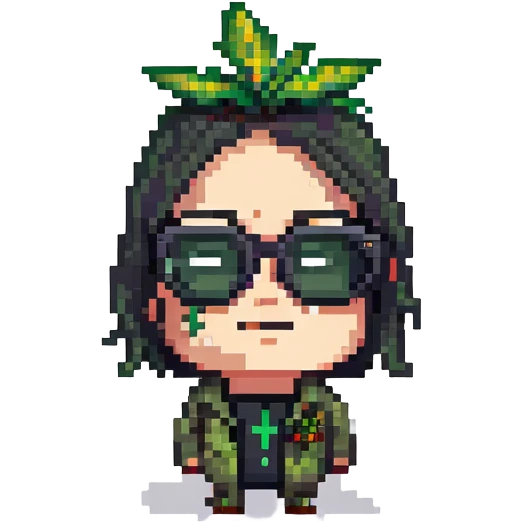 app character with black glasses smoking weed emoji