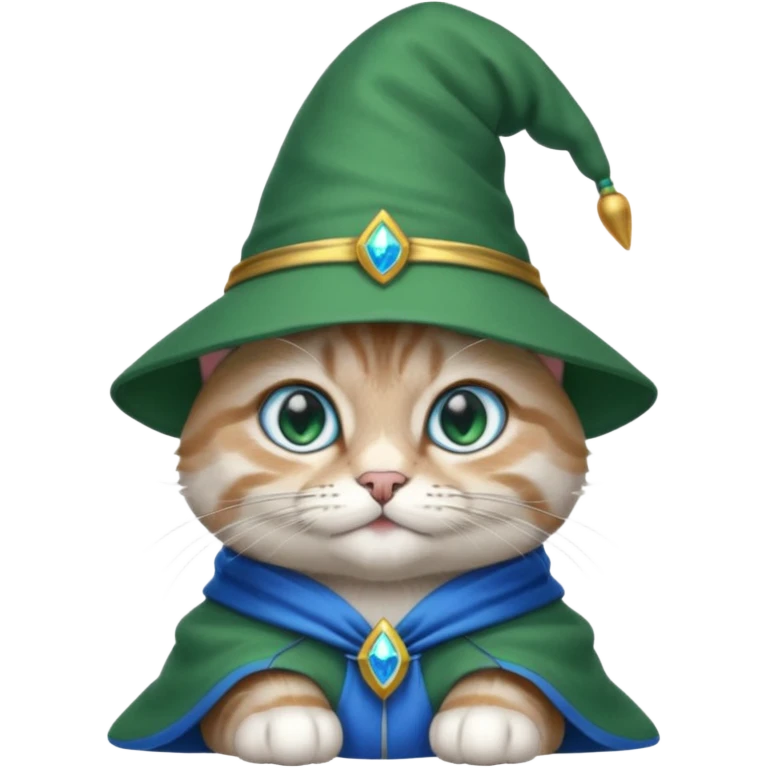 wizard cat wear green cap  emoji