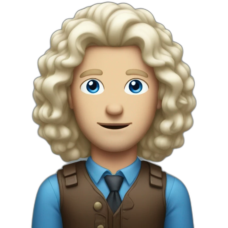 white man with blue eyes and a big brown wig emoji