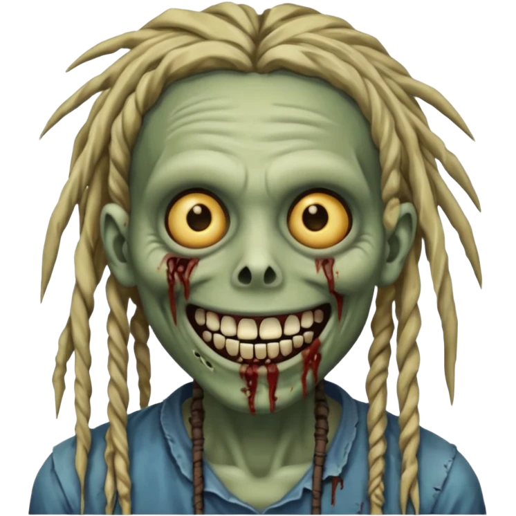 zombie with dreads with braces smiling  emoji