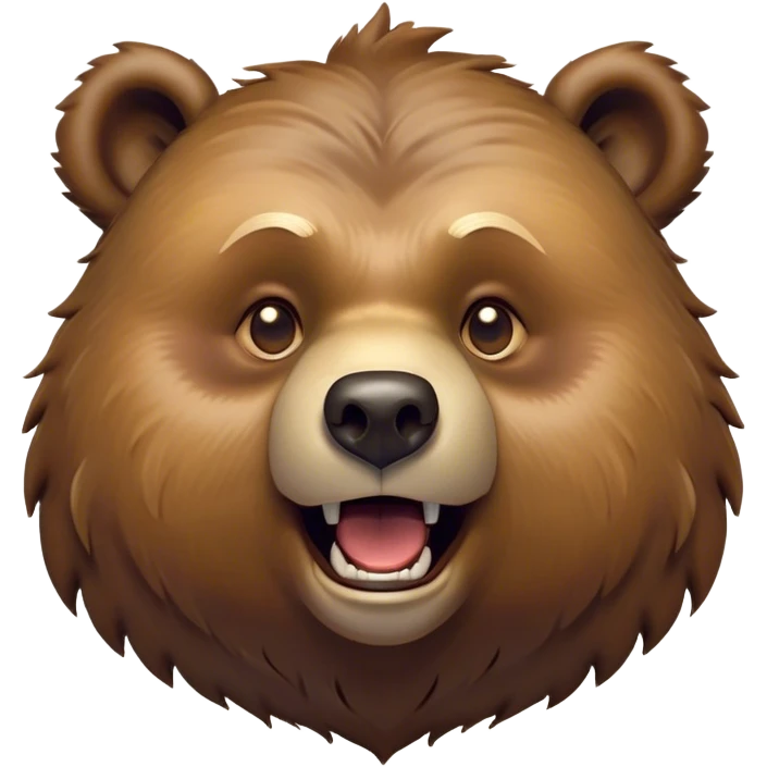 Cinematic Comical Grizzly Bear Portrait Emoji, Head tilted dramatically with an exaggeratedly amused expression, featuring a striking, rugged deep brown fur with bold fur texture, wide, expressive eyes filled with playful disbelief, Simplified yet hilariously expressive features, highly detailed, glowing with a slightly sassy glow, high shine, dramatic yet playful, stylized with an air of cheeky wilderness mischief, bright and endearing, soft glowing outline, capturing the essence of a spirited and over-the-top grizzly, so meme-worthy it feels like it could roar its way into internet fame instantly! emoji