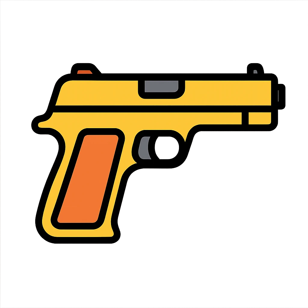 colored gun icon, simple and clear emoji