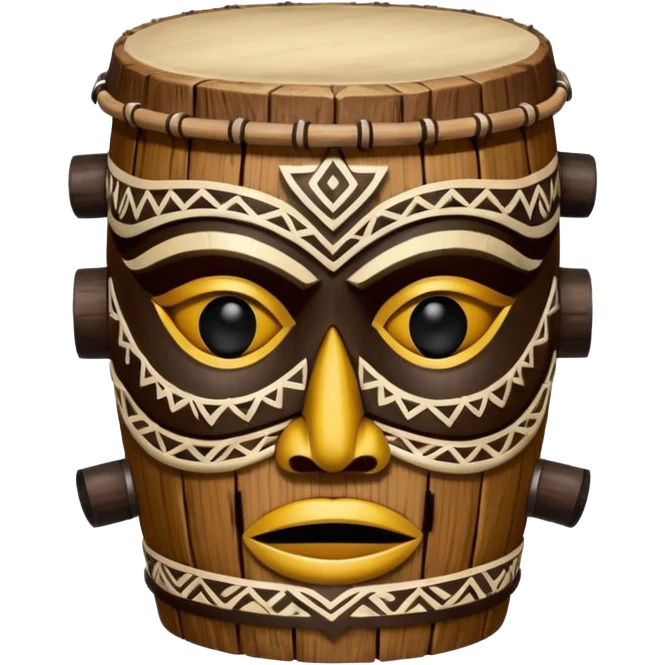Drum Mask – Mask shaped with drum top, tribal style. emoji