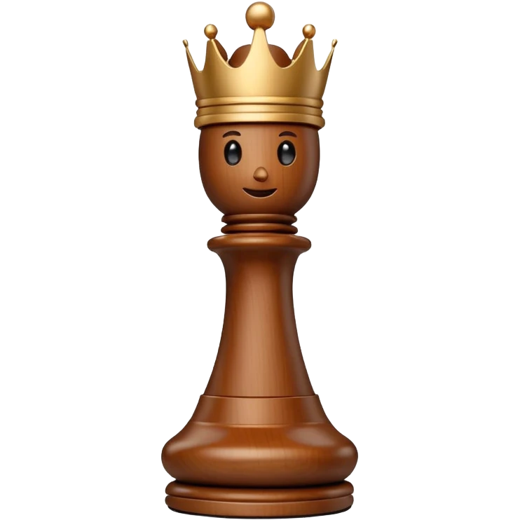 white king wooden chess pieces, emoji