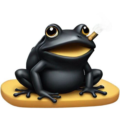Black frog smoking  emoji