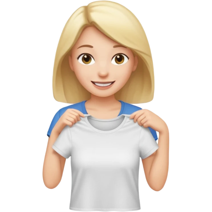 Emoji perempuan sedang membuka tshirt emoji