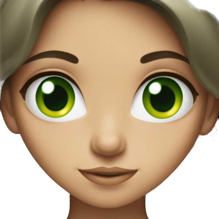 Brunette girl with green eyes making heart  emoji