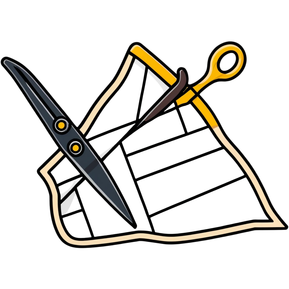tailoring scissors cutting fabric with dotted line emoji