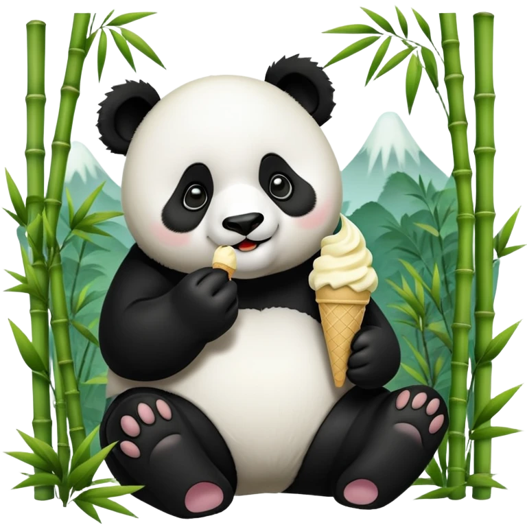 Panda eating ice cream emoji